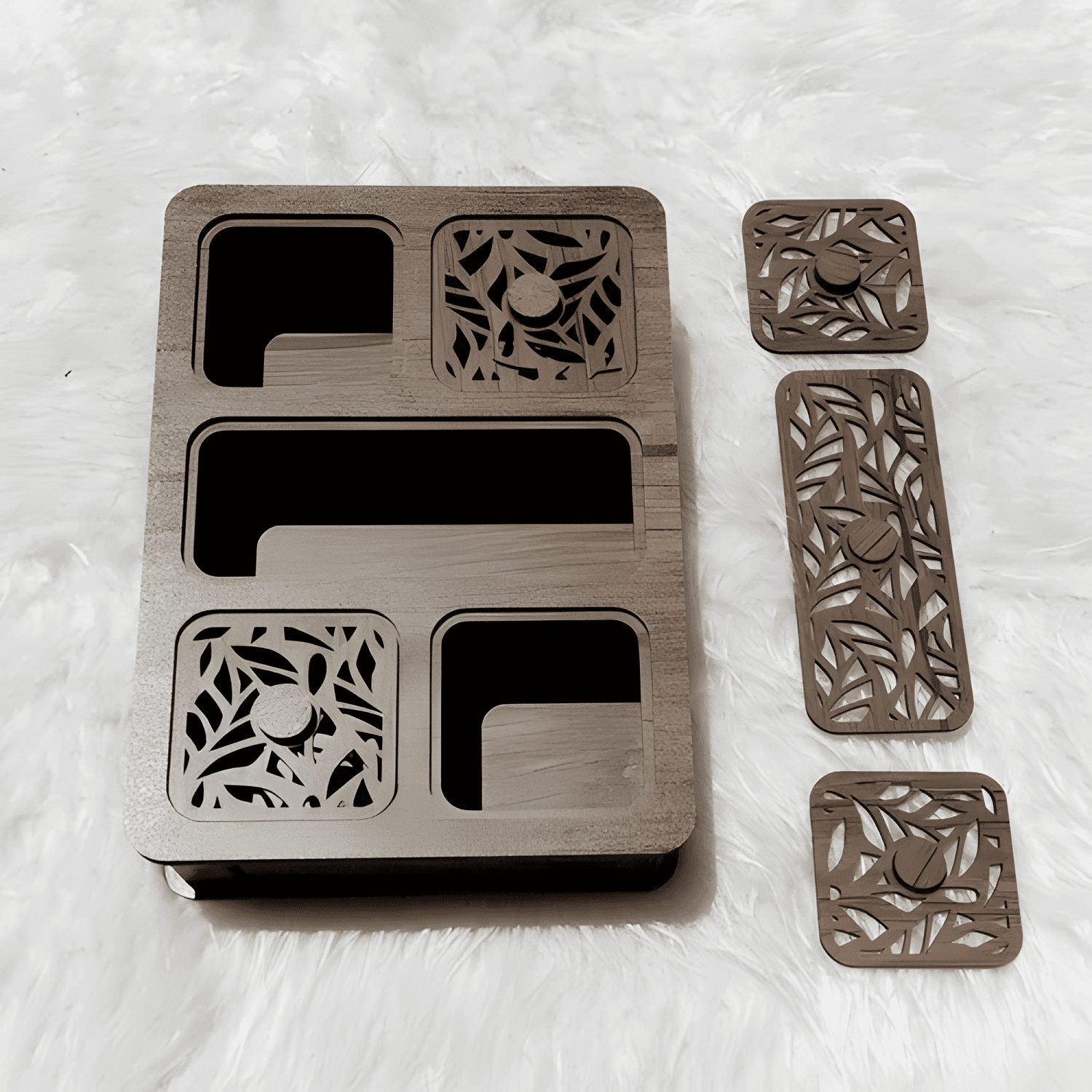 Pack 20 cajas de madera 5 divisiones para té y café tapas-2