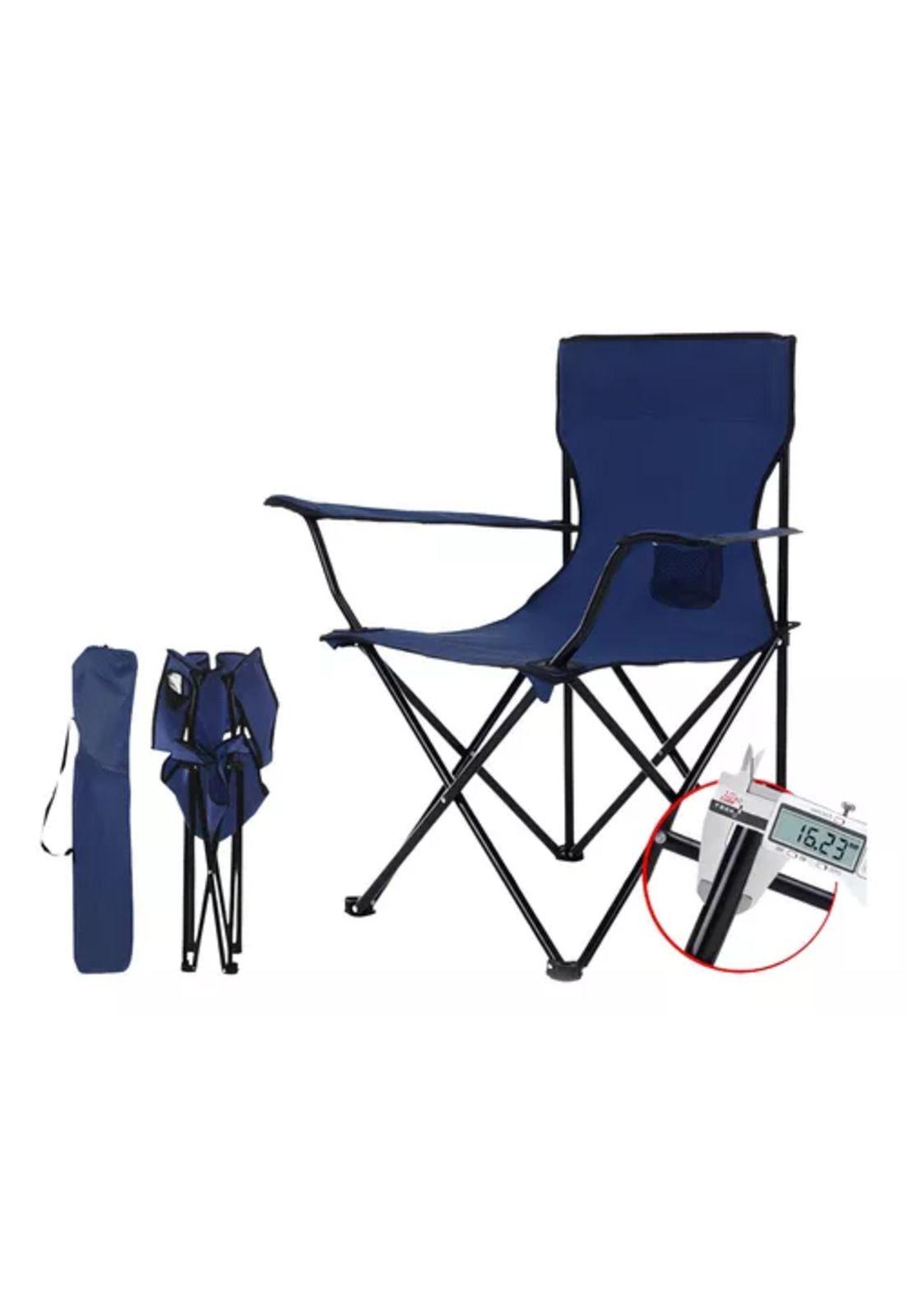 Silla plegable de camping para picnic y playa azul oscuro-0