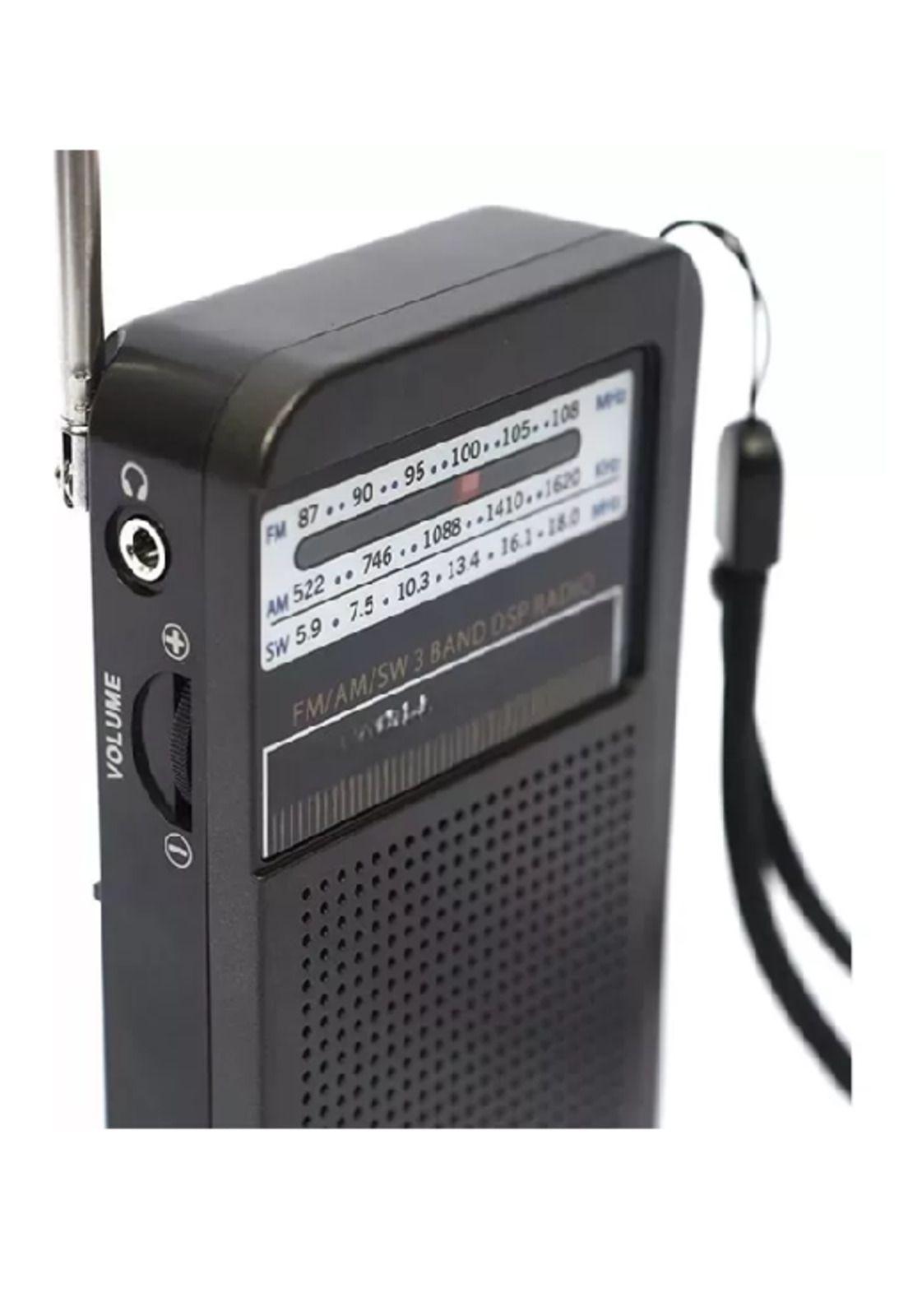 Radio portátil bolsillo AM/FM con antena MK-308, color negro-4
