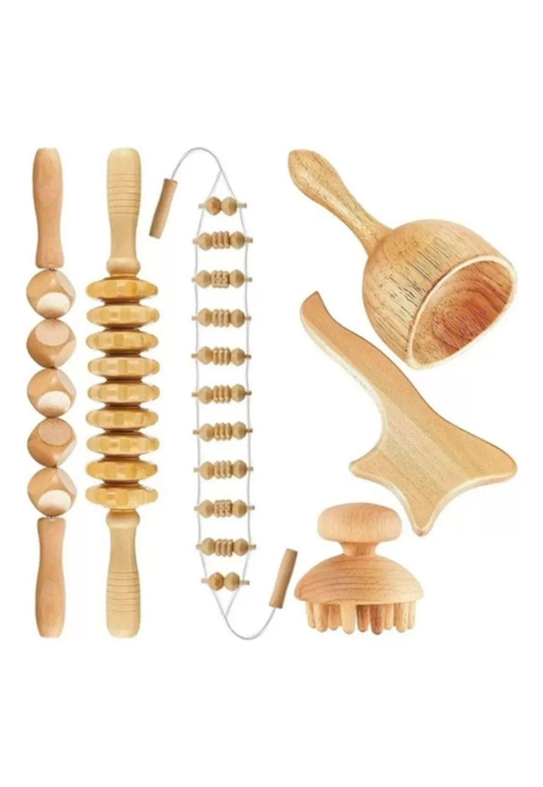 Kit 6 piezas rodillo para masaje maderoterapia maderos de masaje-1