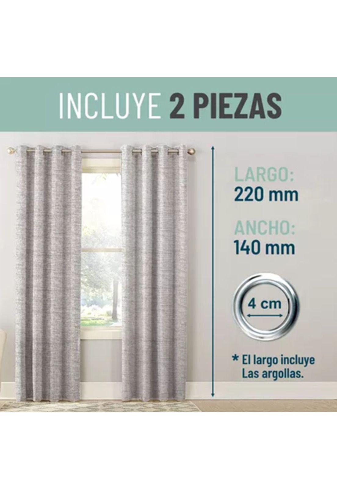Cortina Blackout 100% 2 Paños 140x220cm Textura Lino Gris Claro-3