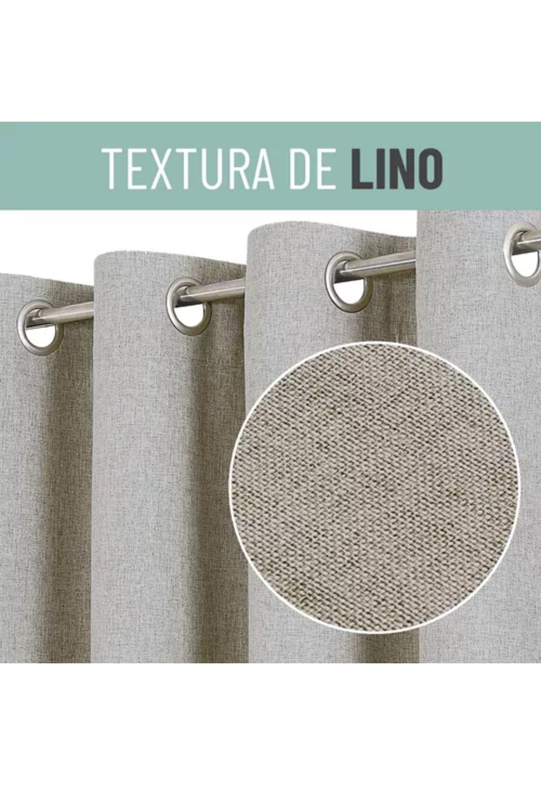 Cortina Blackout 100% 2 Paños 140x220cm Textura Lino Gris Claro-5