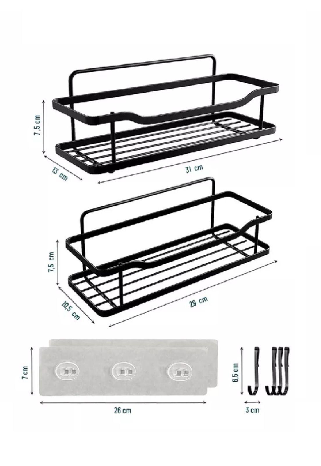 Organizador de Ducha Repisa Baño Adhesivo Set de 2 Inoxidable Negro-1