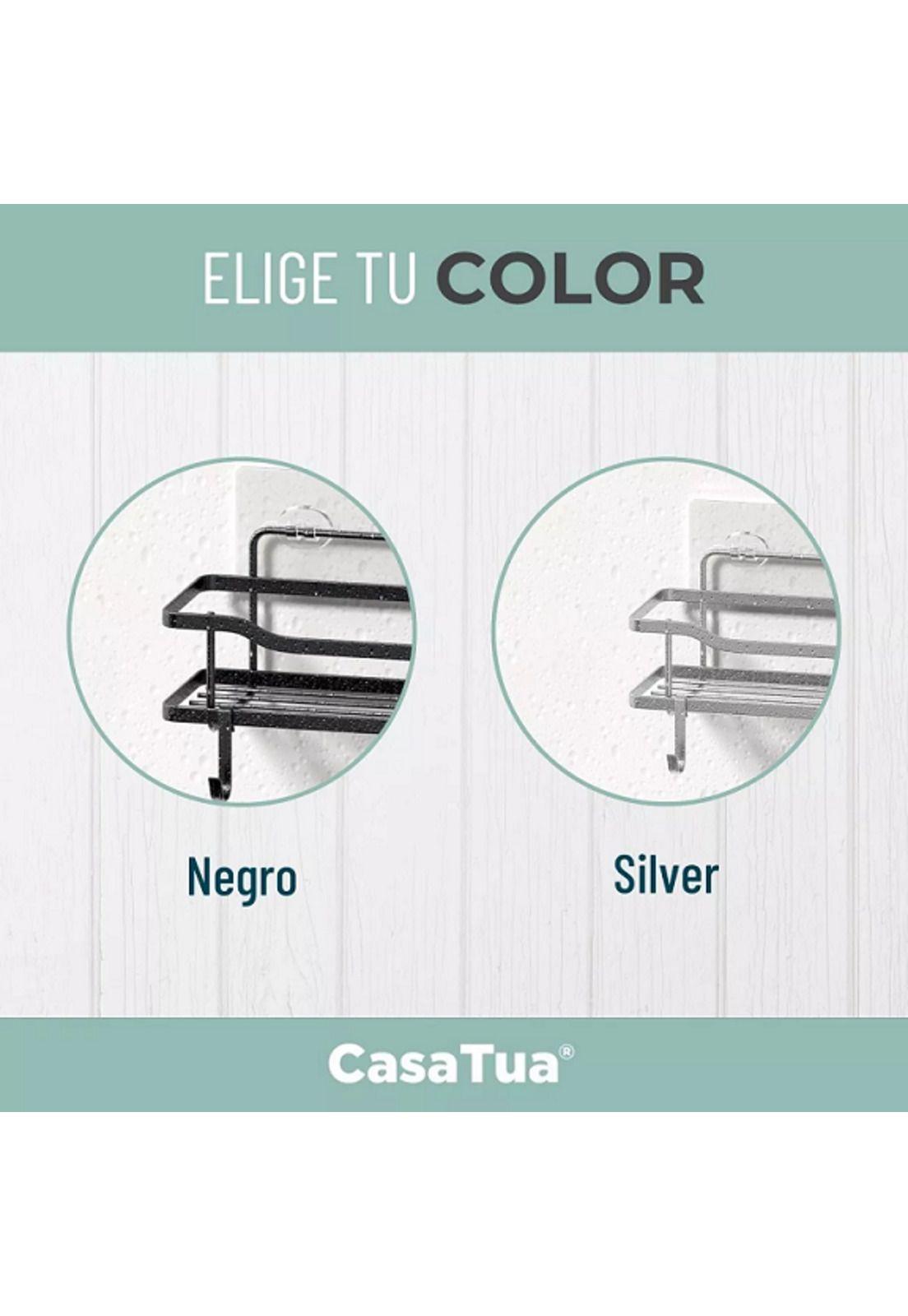 Organizador de Ducha Repisa Baño Adhesivo Set de 2 Inoxidable Negro-2
