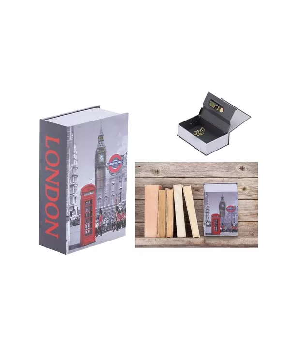 Caja fuerte de seguridad en forma de libro metálica llaves-4
