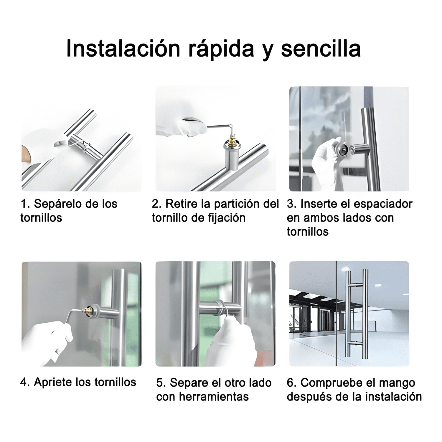 Manillón doble acero inoxidable 100 cm para puerta madera #5-1