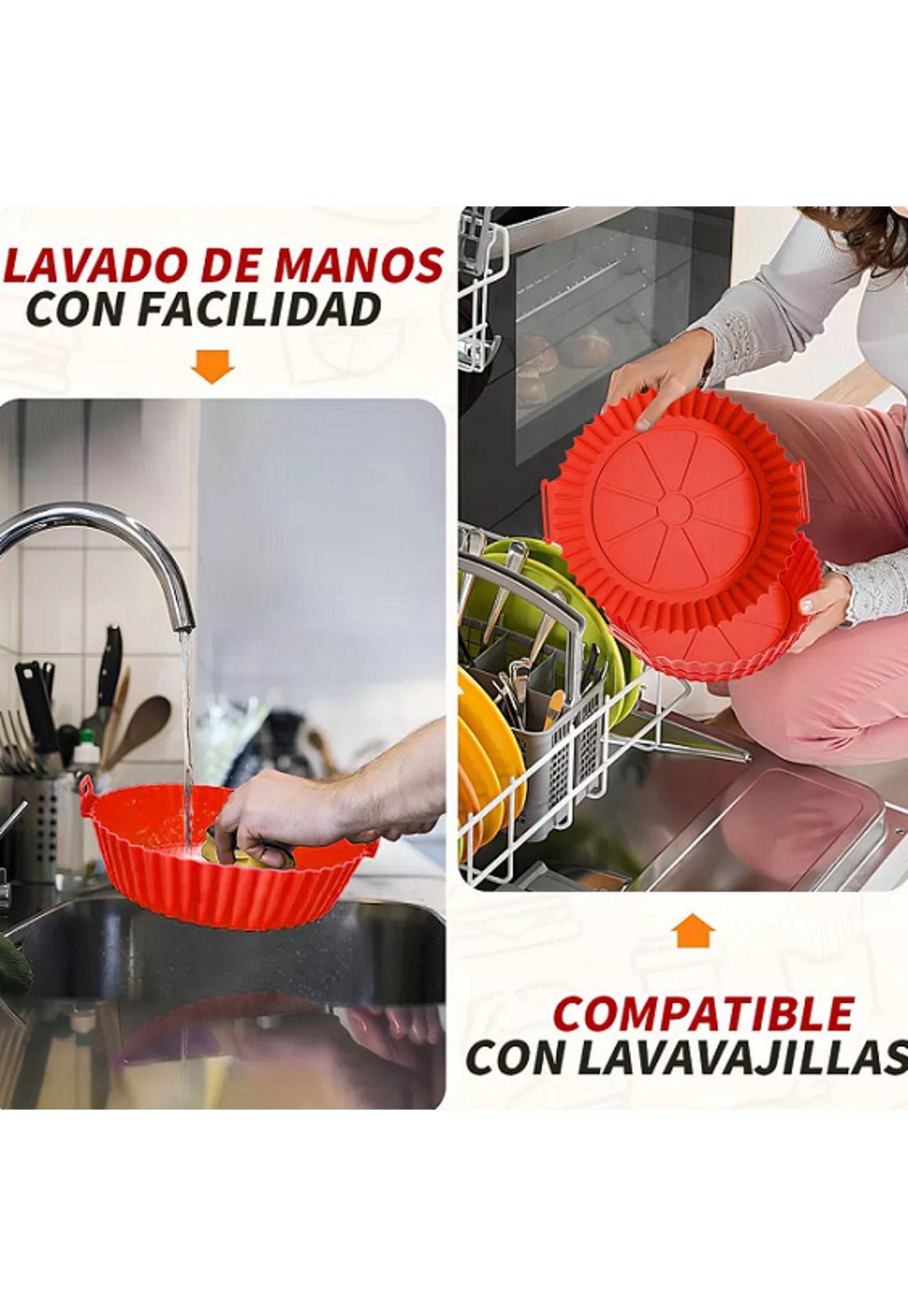 Bandeja Reutilizable de Silicona para Freidora de Air Fryer Roja-2