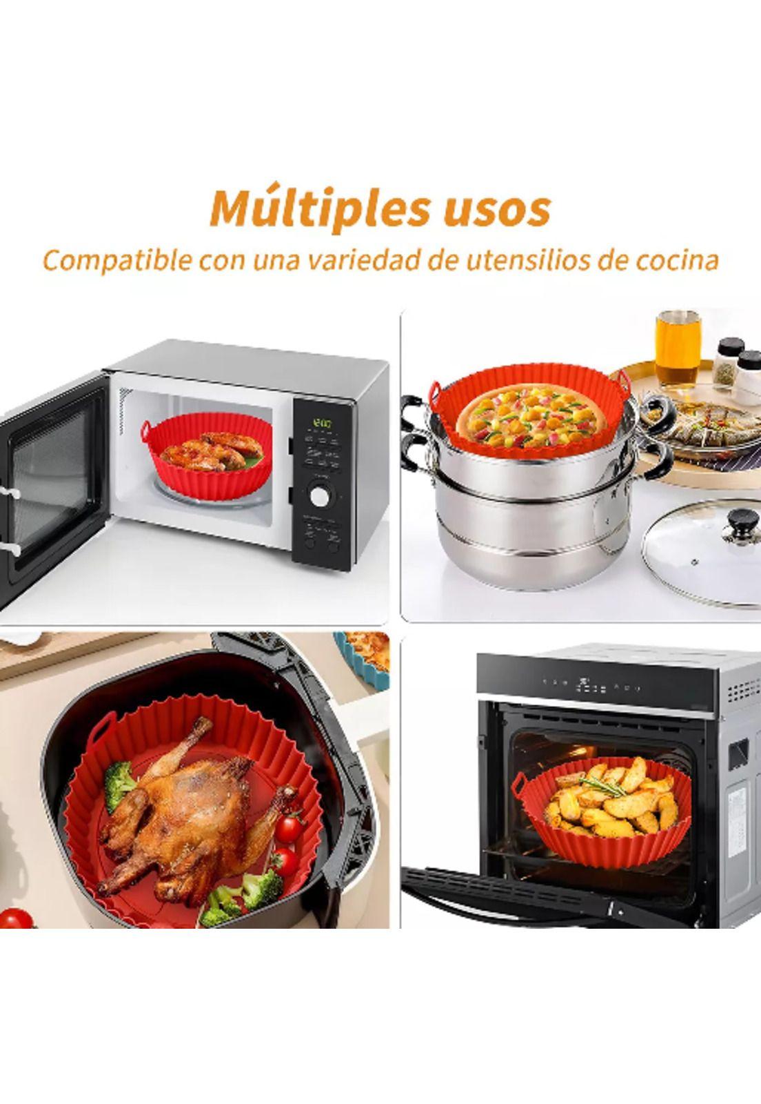 Bandeja Reutilizable de Silicona para Freidora de Air Fryer Roja-3
