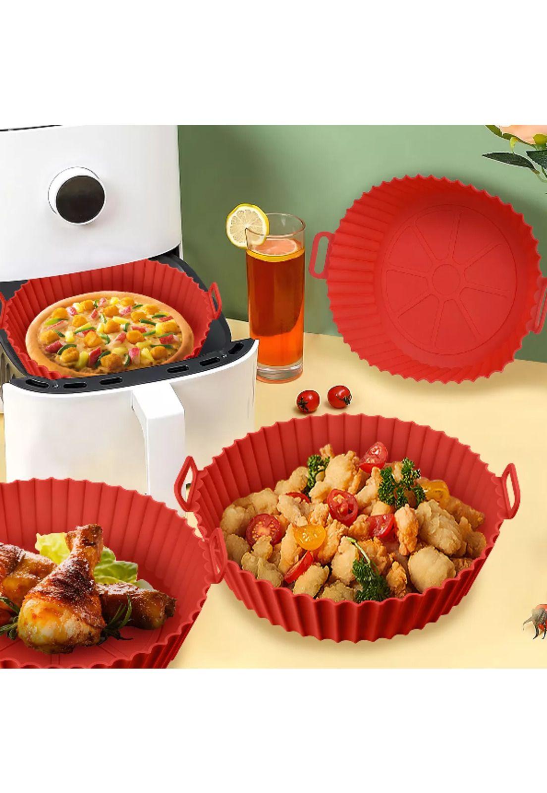 Bandeja Reutilizable de Silicona para Freidora de Air Fryer Roja-4