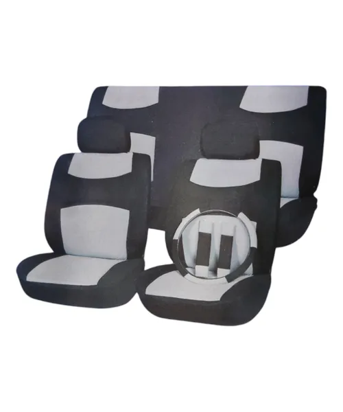 Kit Cubre Asiento + Cinturón + Volante 11 Piezas Tela Auto-0