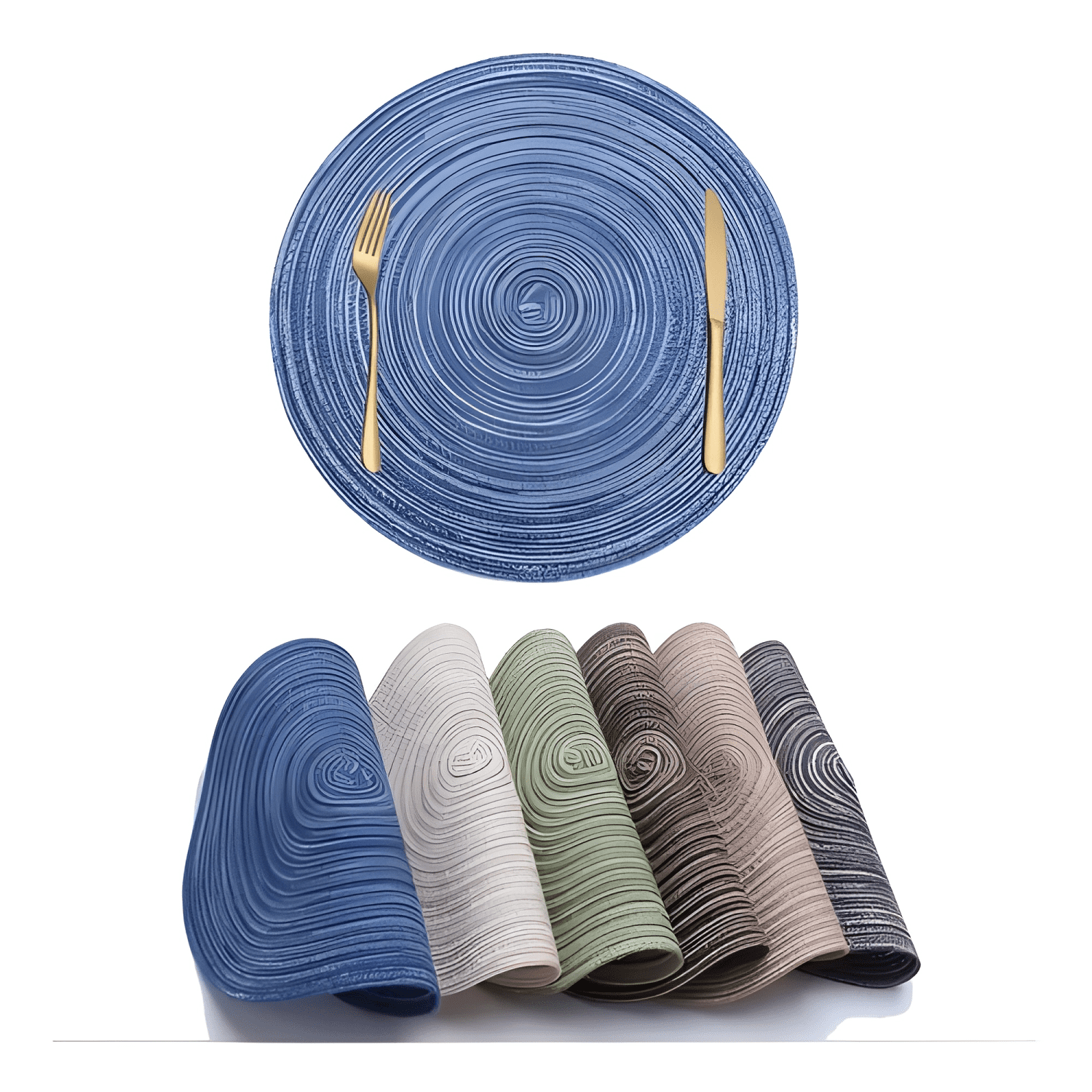Set de 6 individuales redondos trenzados 38cm-1