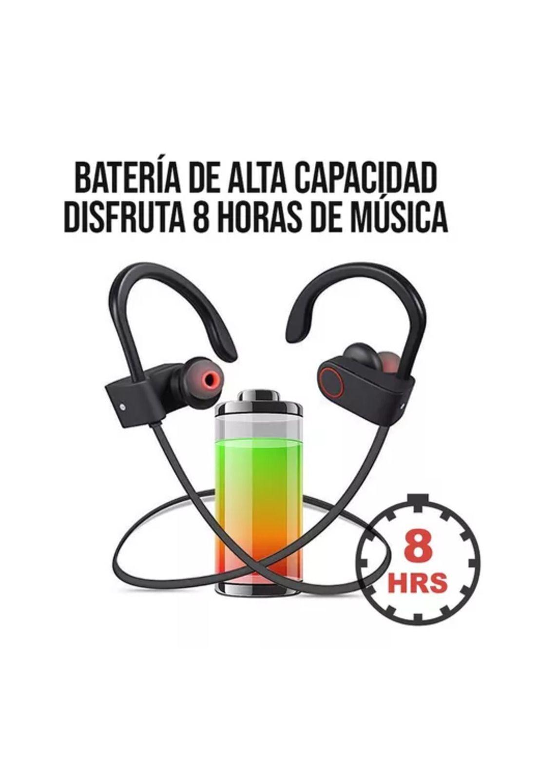 Audífonos deportivos inalámbricos Bluetooth con micrófono negro-1