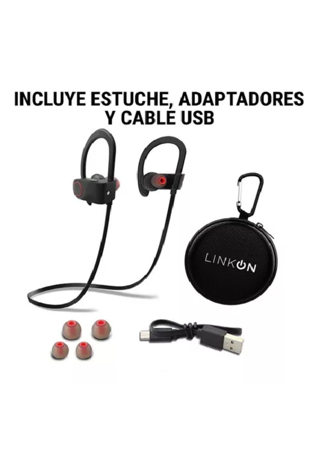 Audífonos deportivos inalámbricos Bluetooth con micrófono negro-7