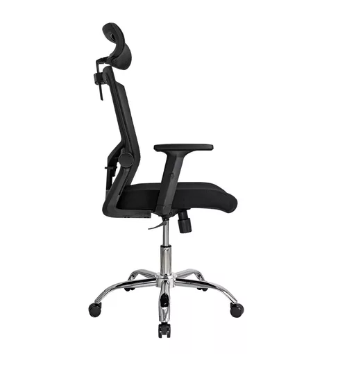 Silla de oficina presidente Ergonomus Delphi base cromada color negro-3