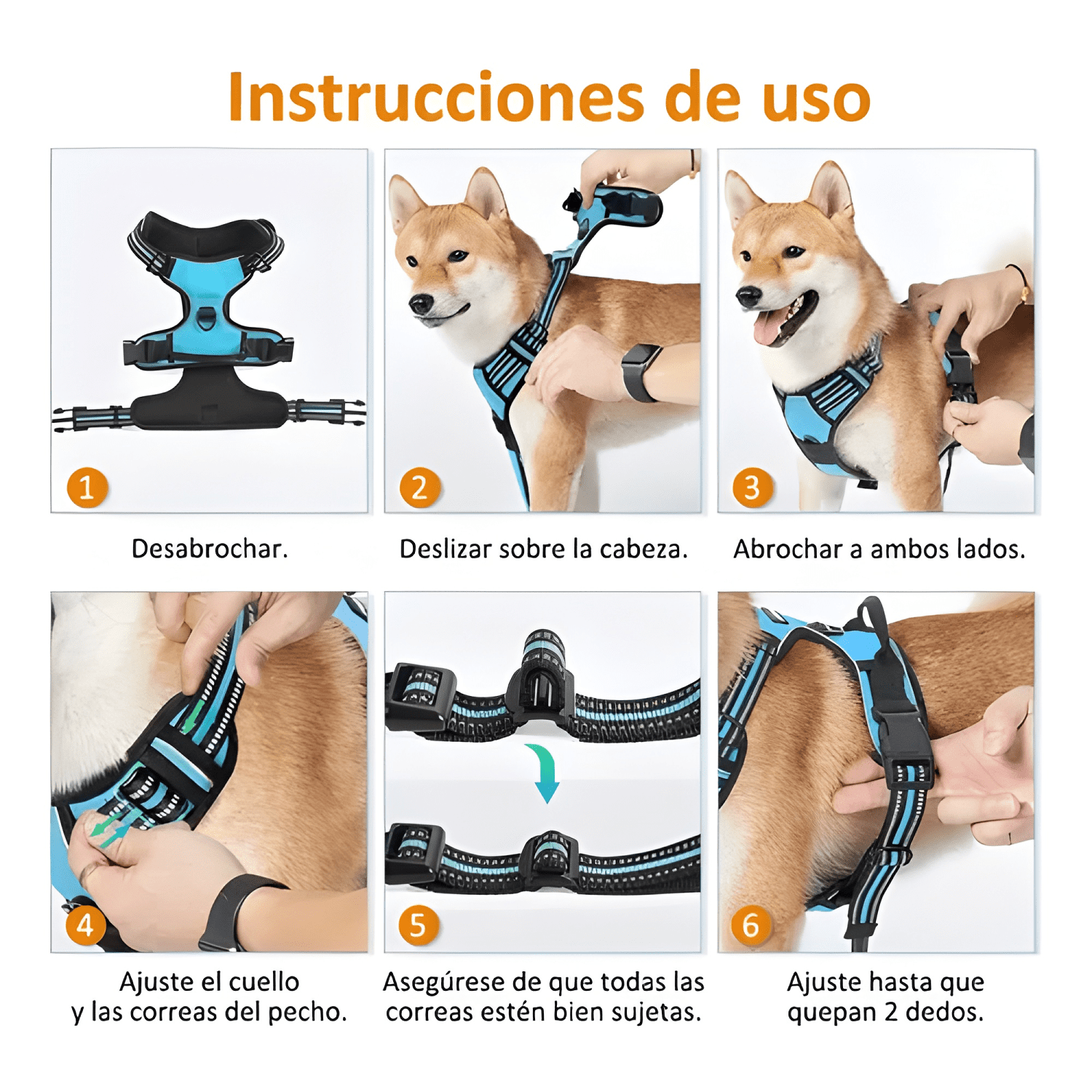 Pechera para perro arnés ajustable reflectantes #3-4