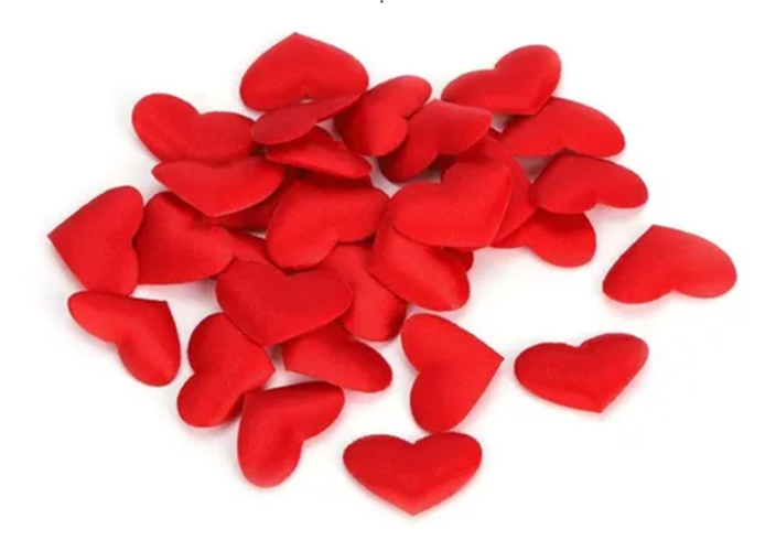 Pétalos corazón tela rojo 25 uds 5 cm-0