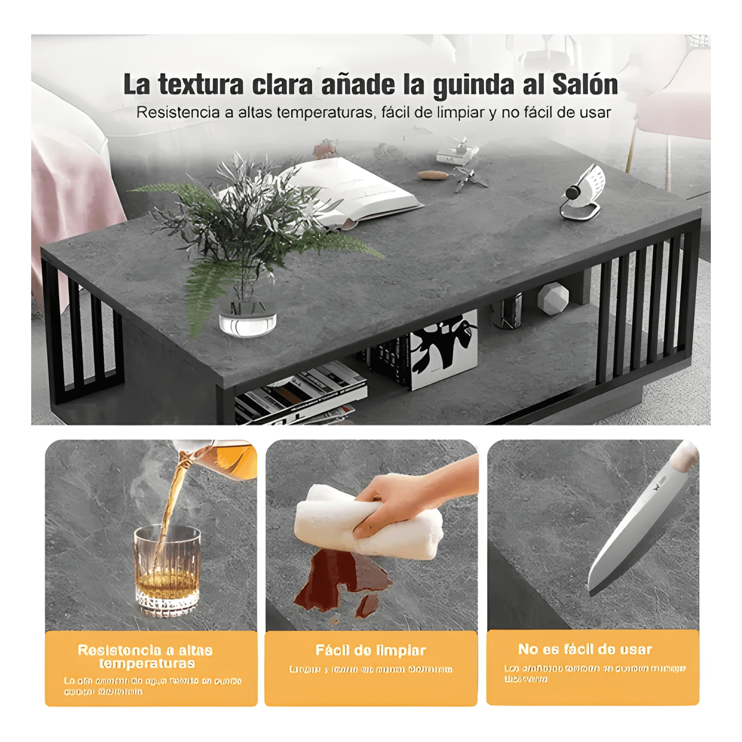 Mesa De Centro 100x50x40cm Para Salón Con 2 Niveles-2