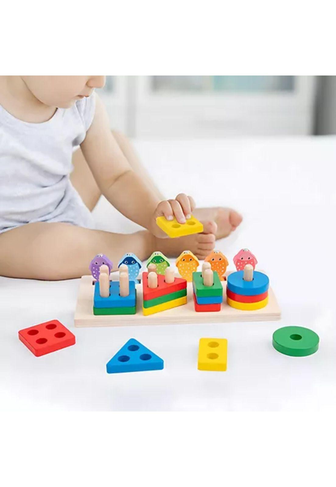 Juego de pesca magnético y encaje de madera Montessori-4
