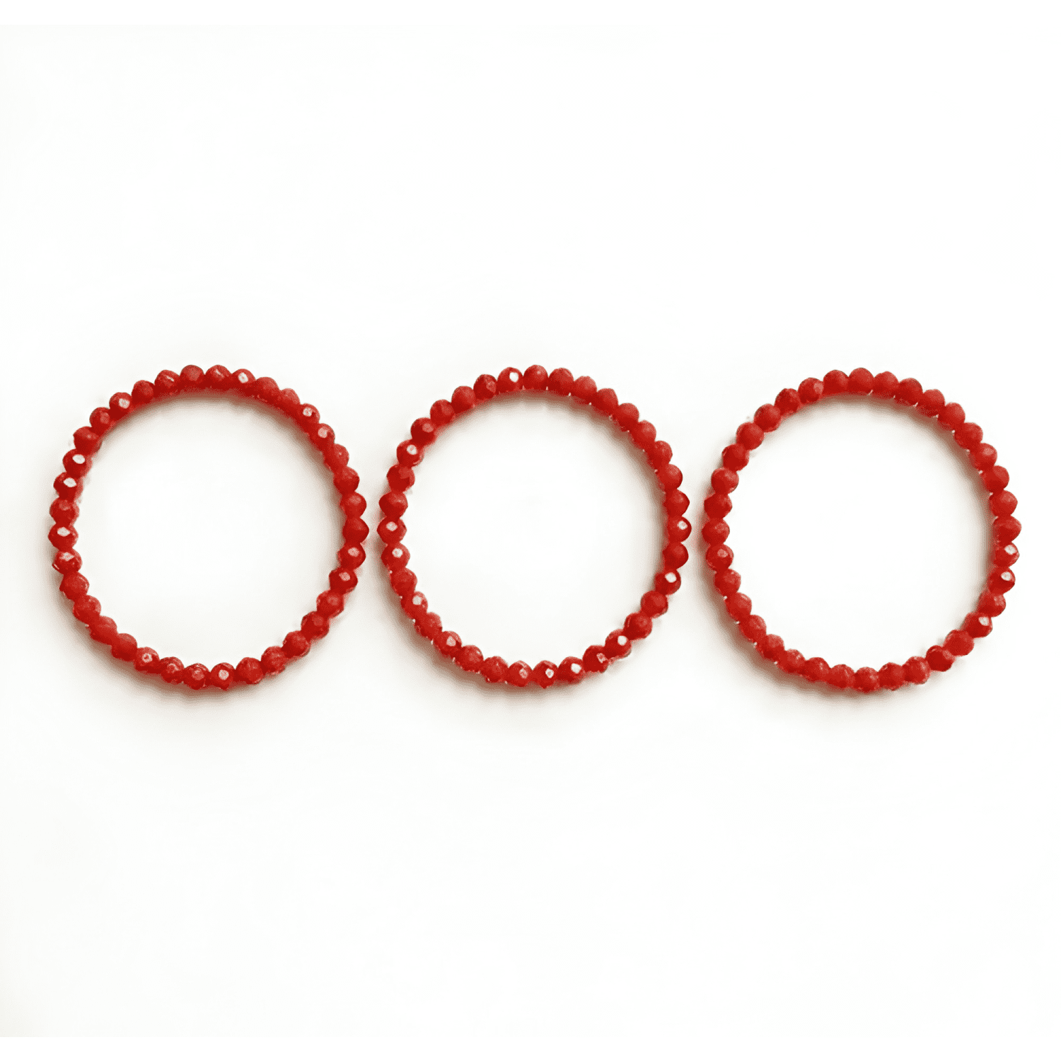 Pack 3 pulseras elásticas cristales rojos protección mujer-0