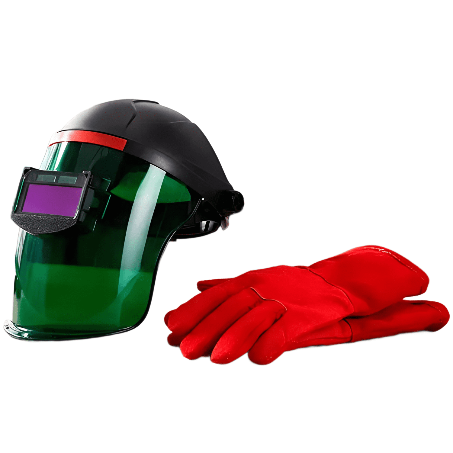 Máscara soldar fotosensible transparente guantes y cintillo-0