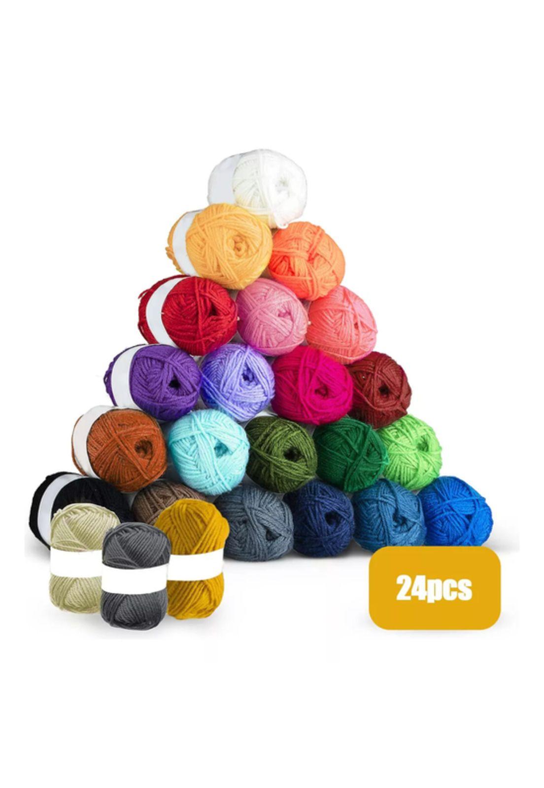 24 Rollos de Hilo Lana para Amigurumi Ovillo 55mts en Colores Surtidos-1