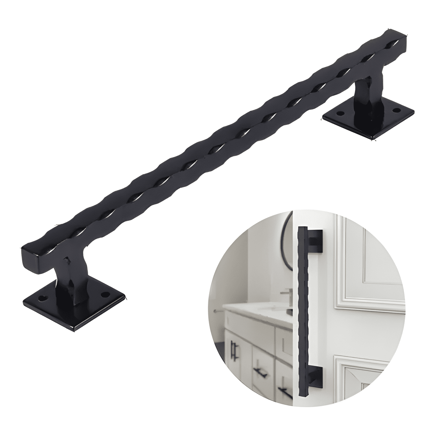 Manilla tirador corrediza granero 301x290x14, negro-1