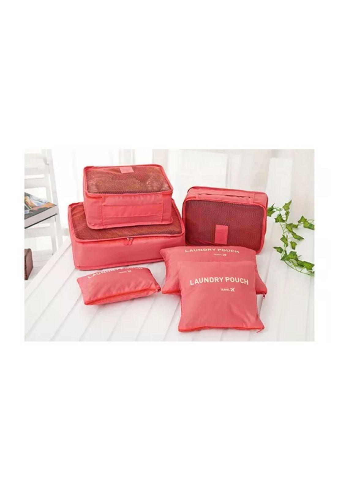 Set de 6 organizadores de equipaje de viaje, bolsa para ropa interior, color rosado-3