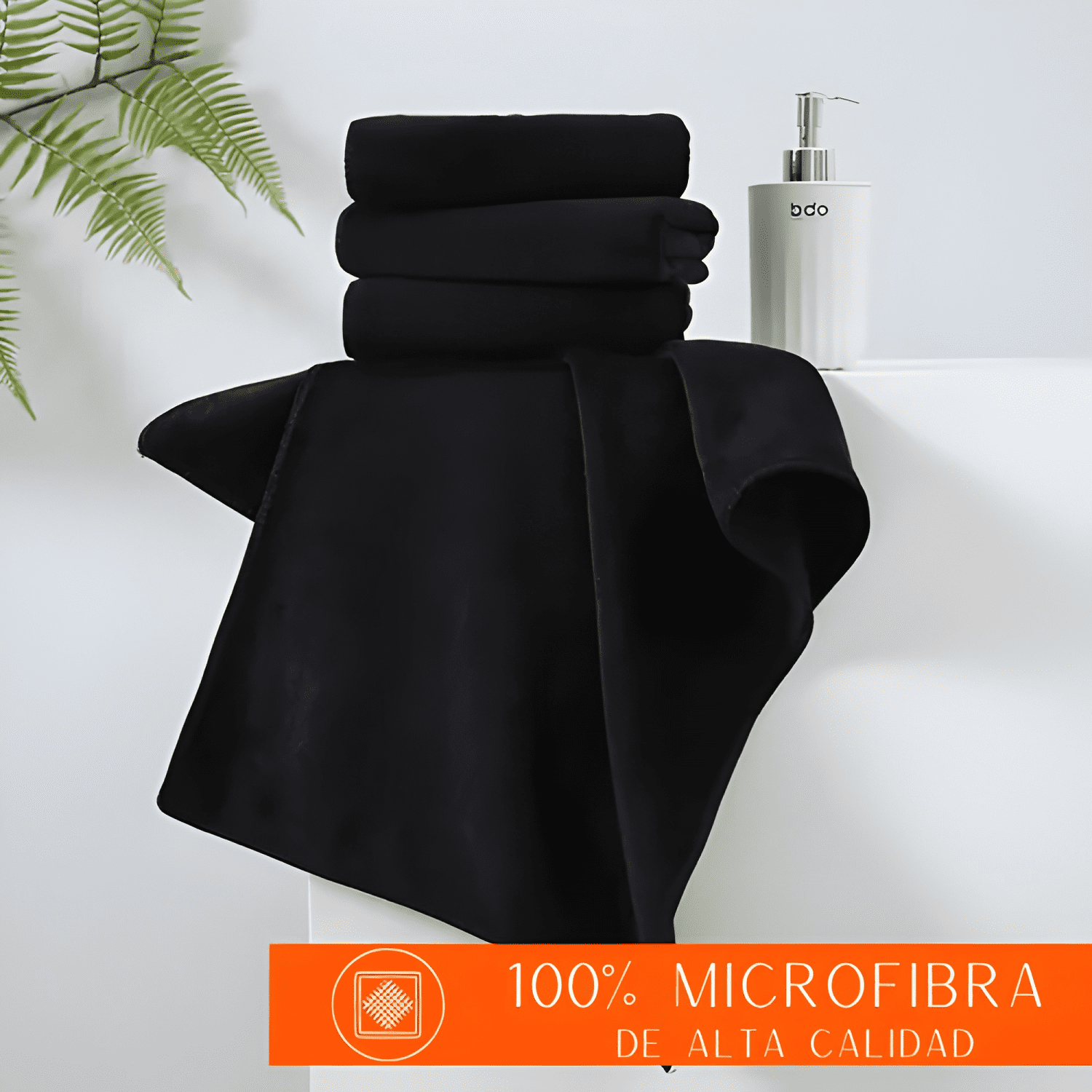 Pack 6 toalla peluqueria hotel barberia spa gym 35x75 Negra-2