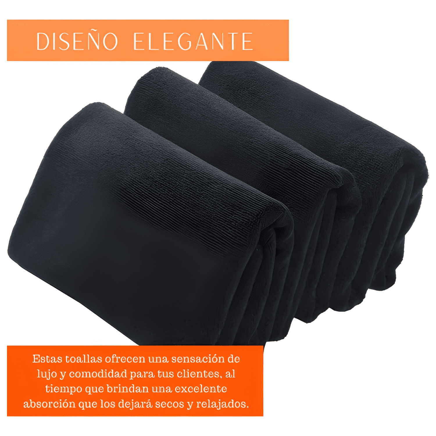 Pack 6 toalla peluqueria hotel barberia spa gym 35x75 Negra-4