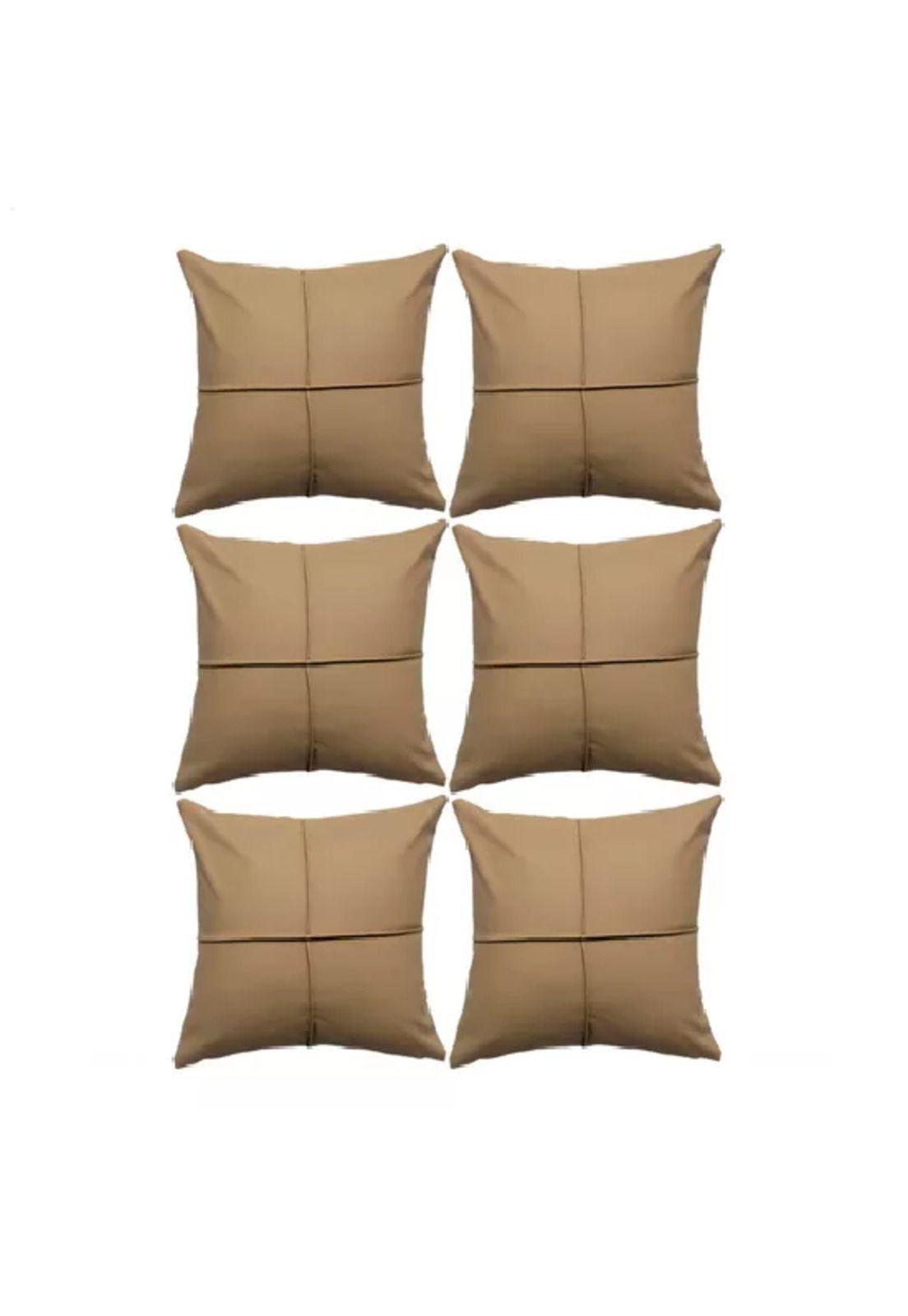 Pack 6 fundas de cojines almohada eco-cuero impermeable 43 cm color café-2