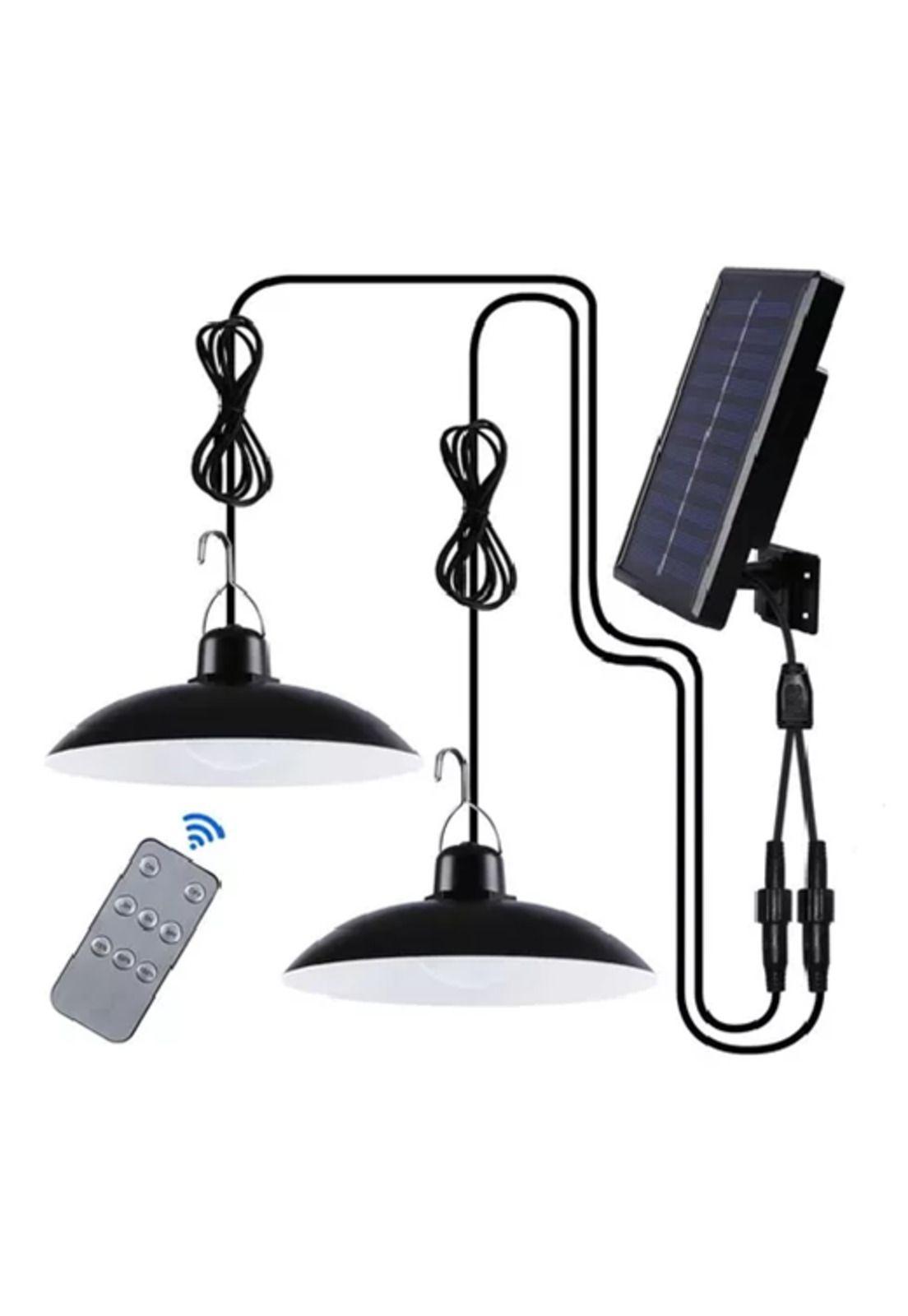 Pack 2 lámparas + panel solar recargable 240W IP67 negro-2