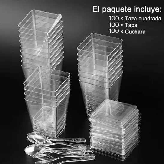 Set 100 Vasos Shot Postres Plástico 160ml-3