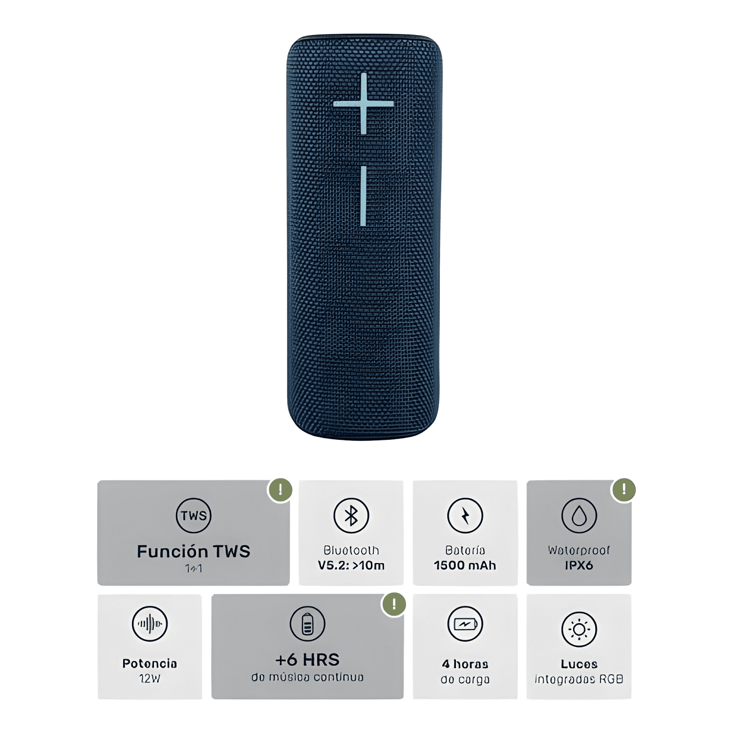 Parlante portátil inalámbrico bluetooth pulse on Azul-2