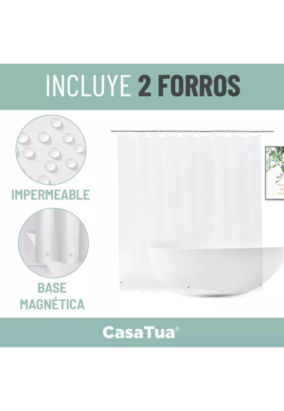 Cortina baño ducha Casatua con imán y forro gris-6