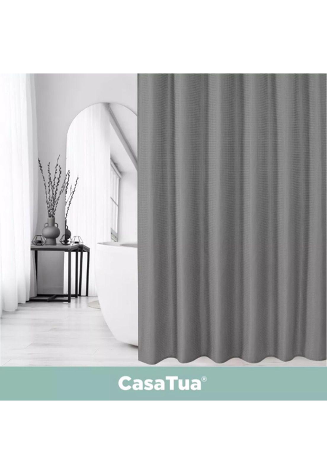 Cortina baño ducha Casatua con imán y forro gris-7