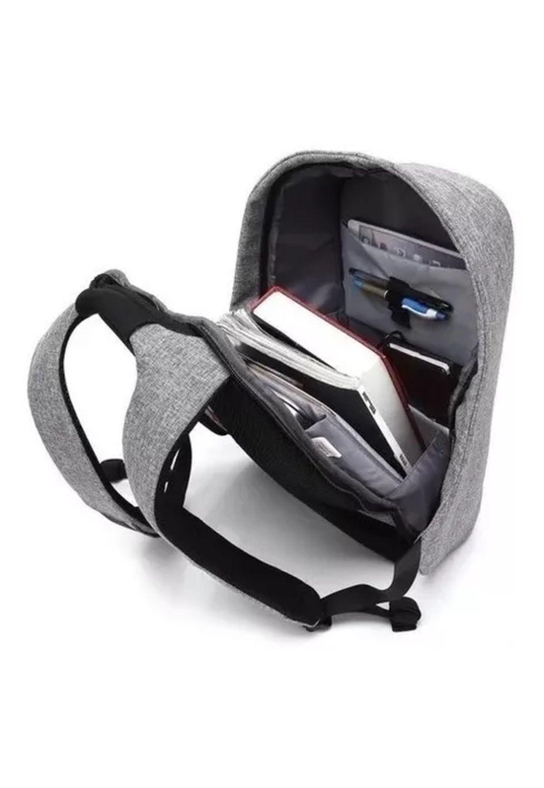 Mochila antirrobo con seguridad ajustable acolchada gris-2