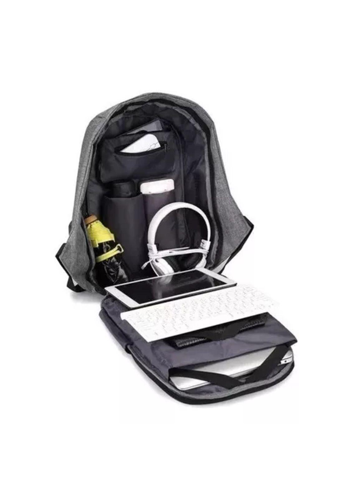 Mochila antirrobo con seguridad ajustable acolchada gris-4
