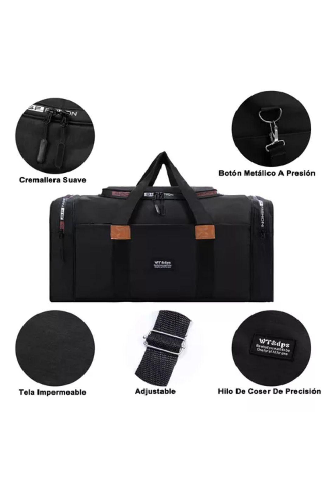 Bolso fitness de moda para viajes, gran capacidad, color negro-3