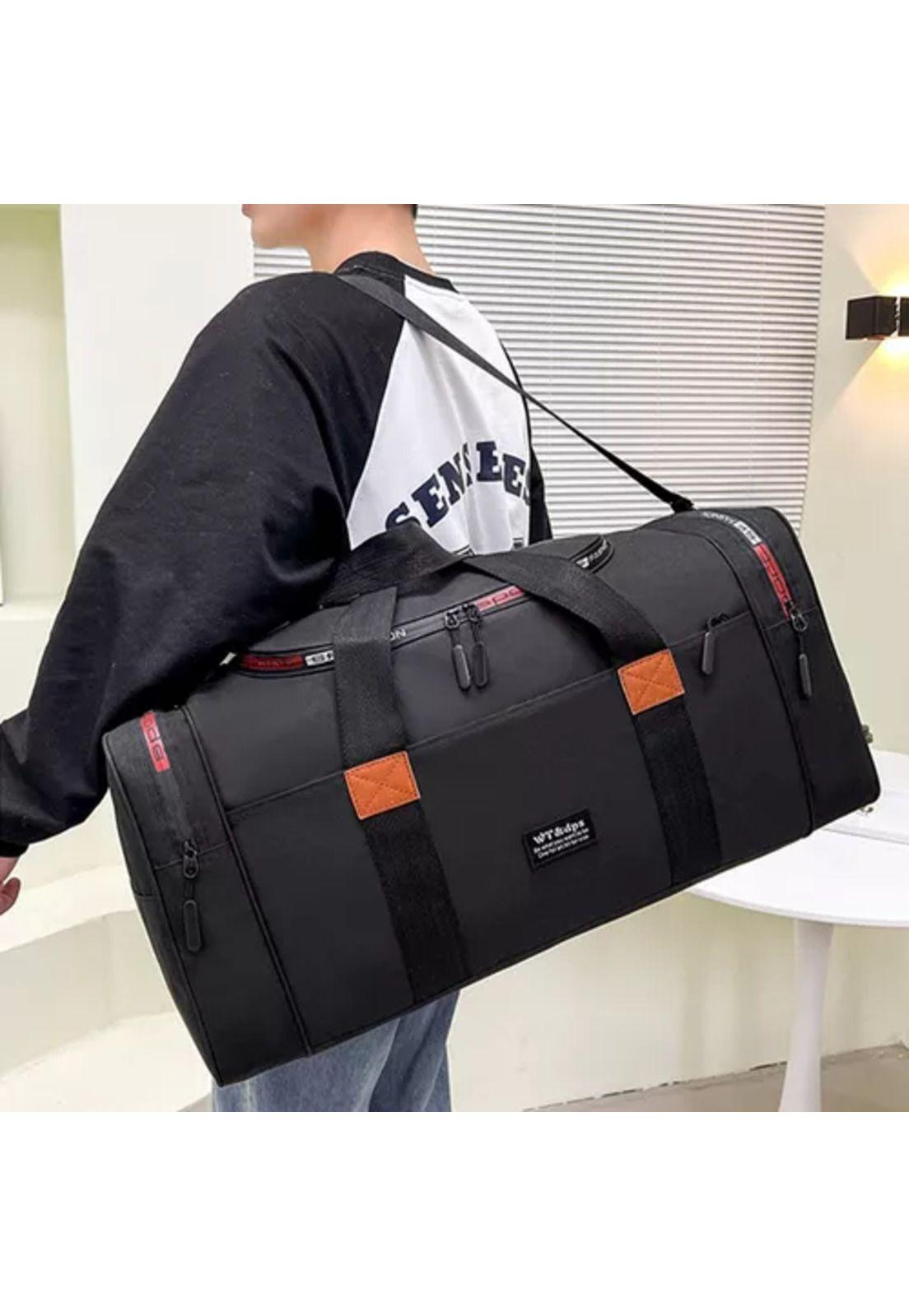 Bolso fitness de moda para viajes, gran capacidad, color negro-5