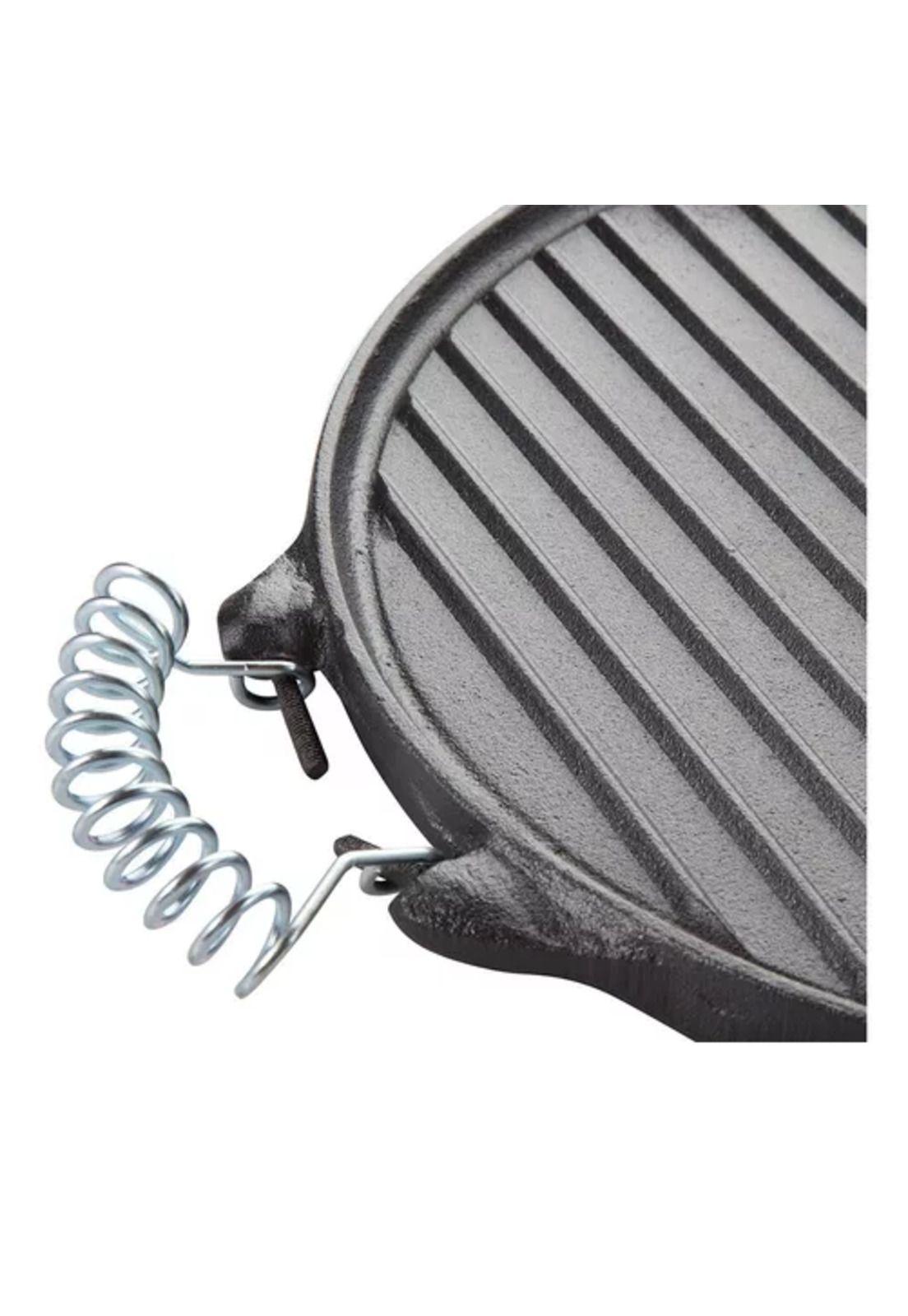 Plancha churrasquera reversible de 25 cm, hierro fundido-2