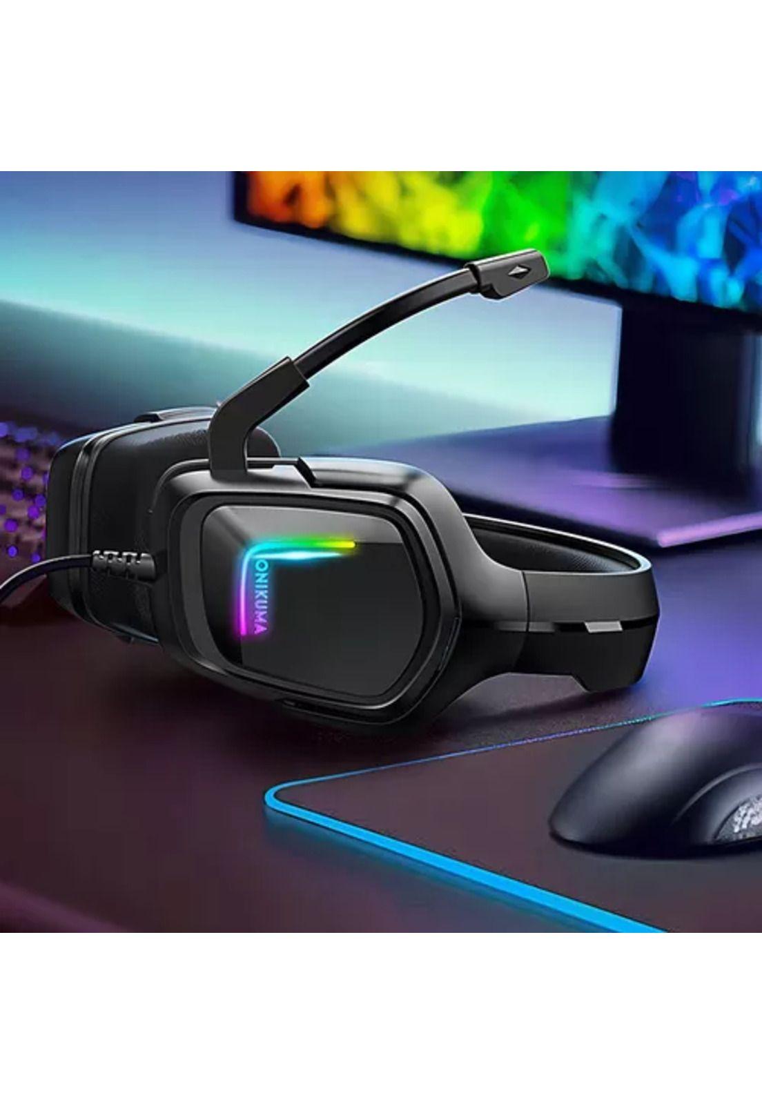 Auriculares gamer Onikuma K20 camuflaje blanco LED negro-4