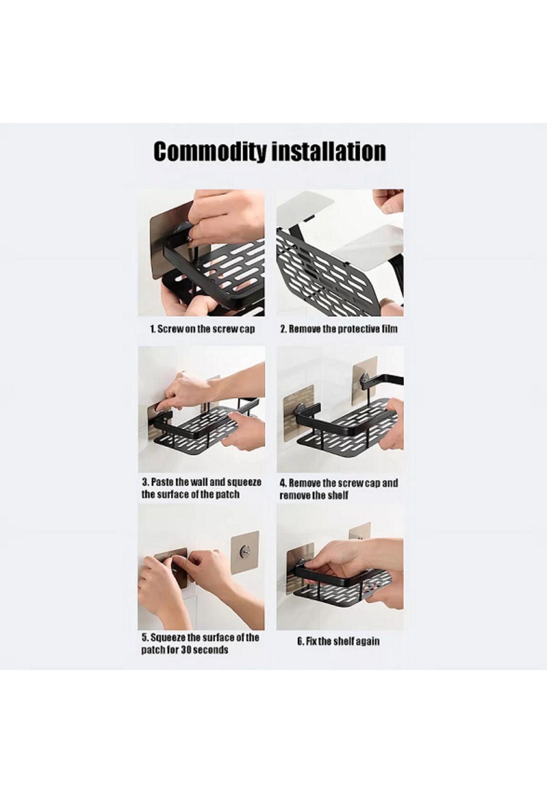 Organizador de Ducha Negro, Repisa para Ducha, Accesorios Multiuso para Baño-4
