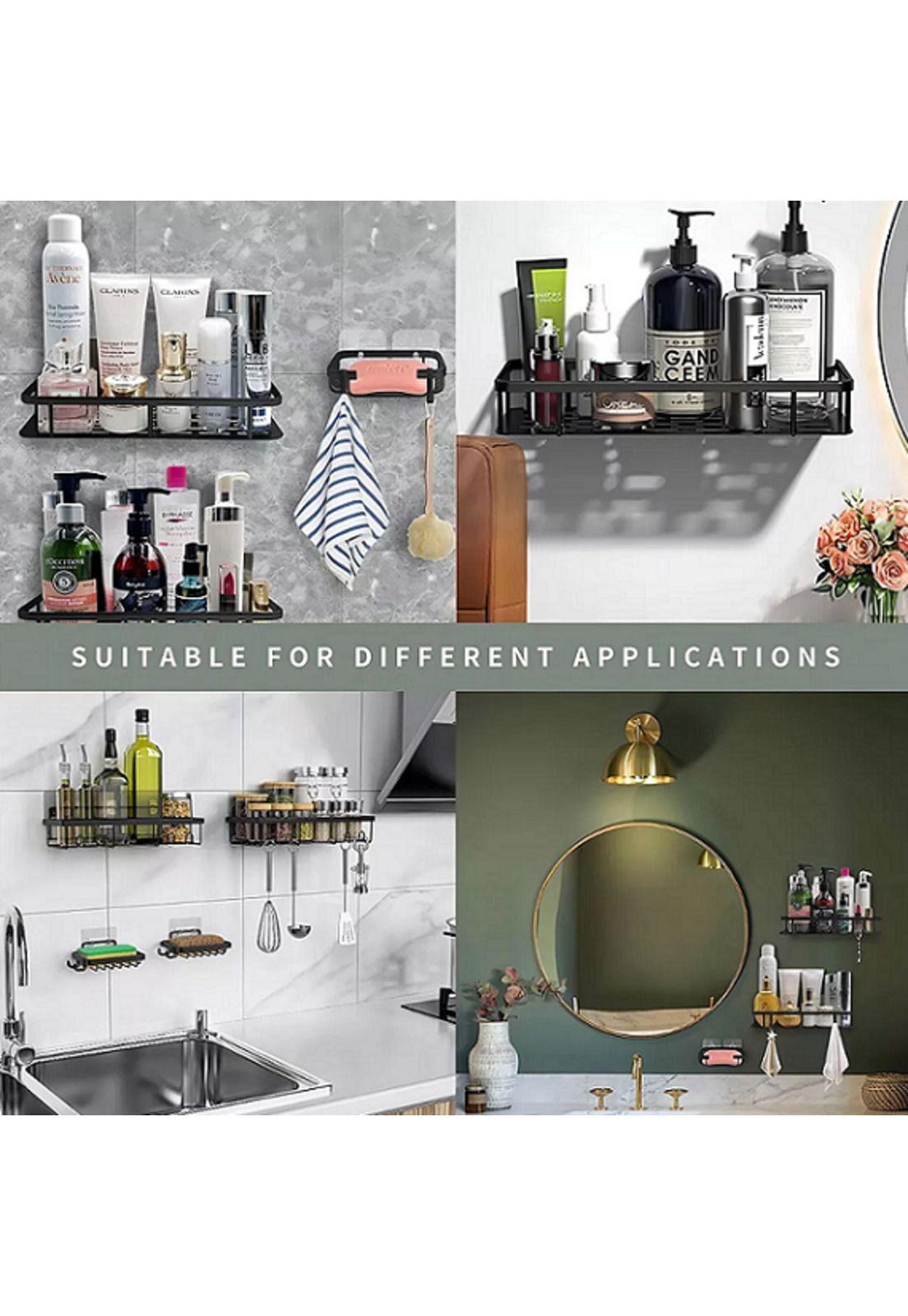 Organizador de Ducha Negro, Repisa para Ducha, Accesorios Multiuso para Baño-5