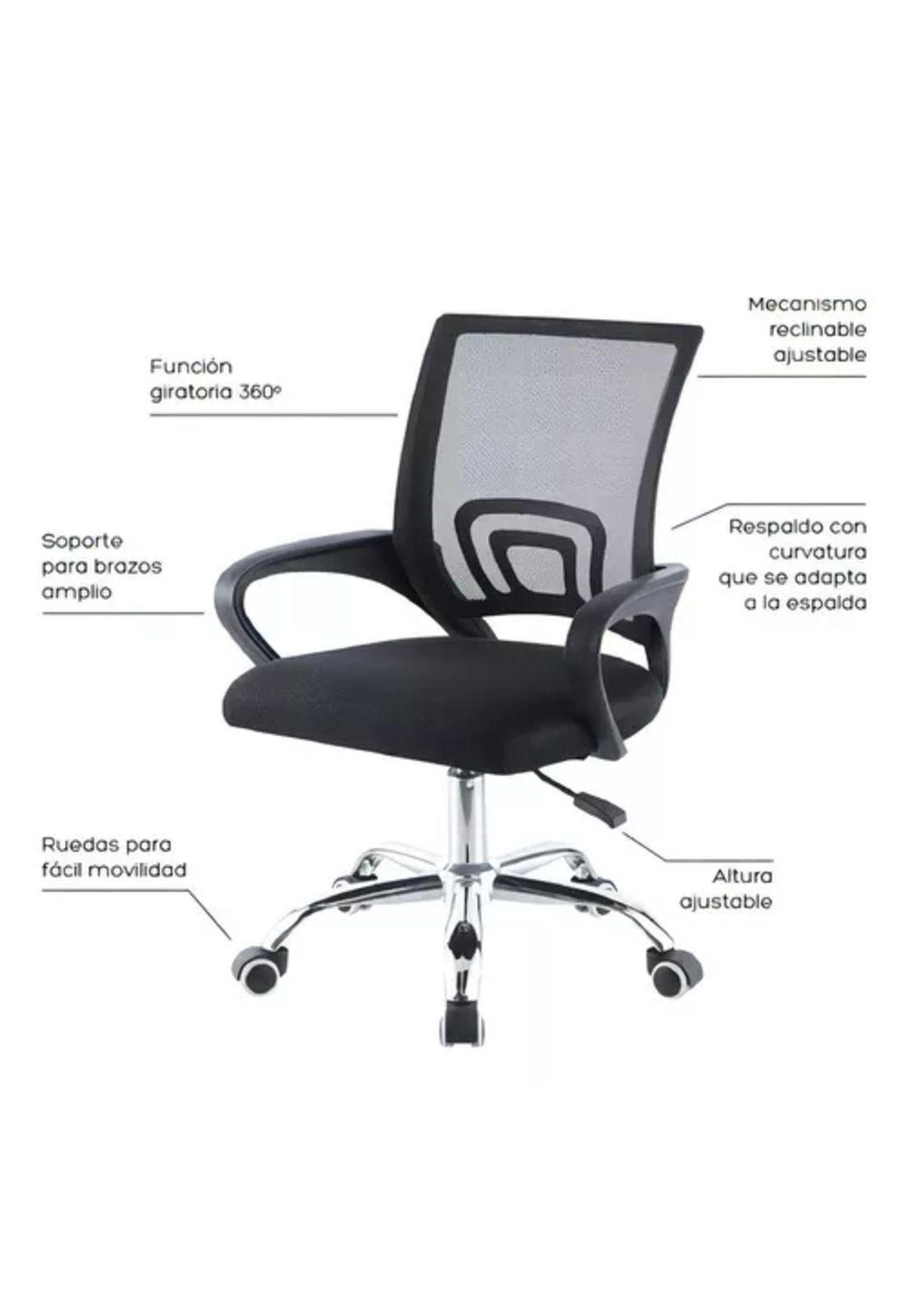 Silla de oficina Mesh Relan ergonómica giratoria color negro-1