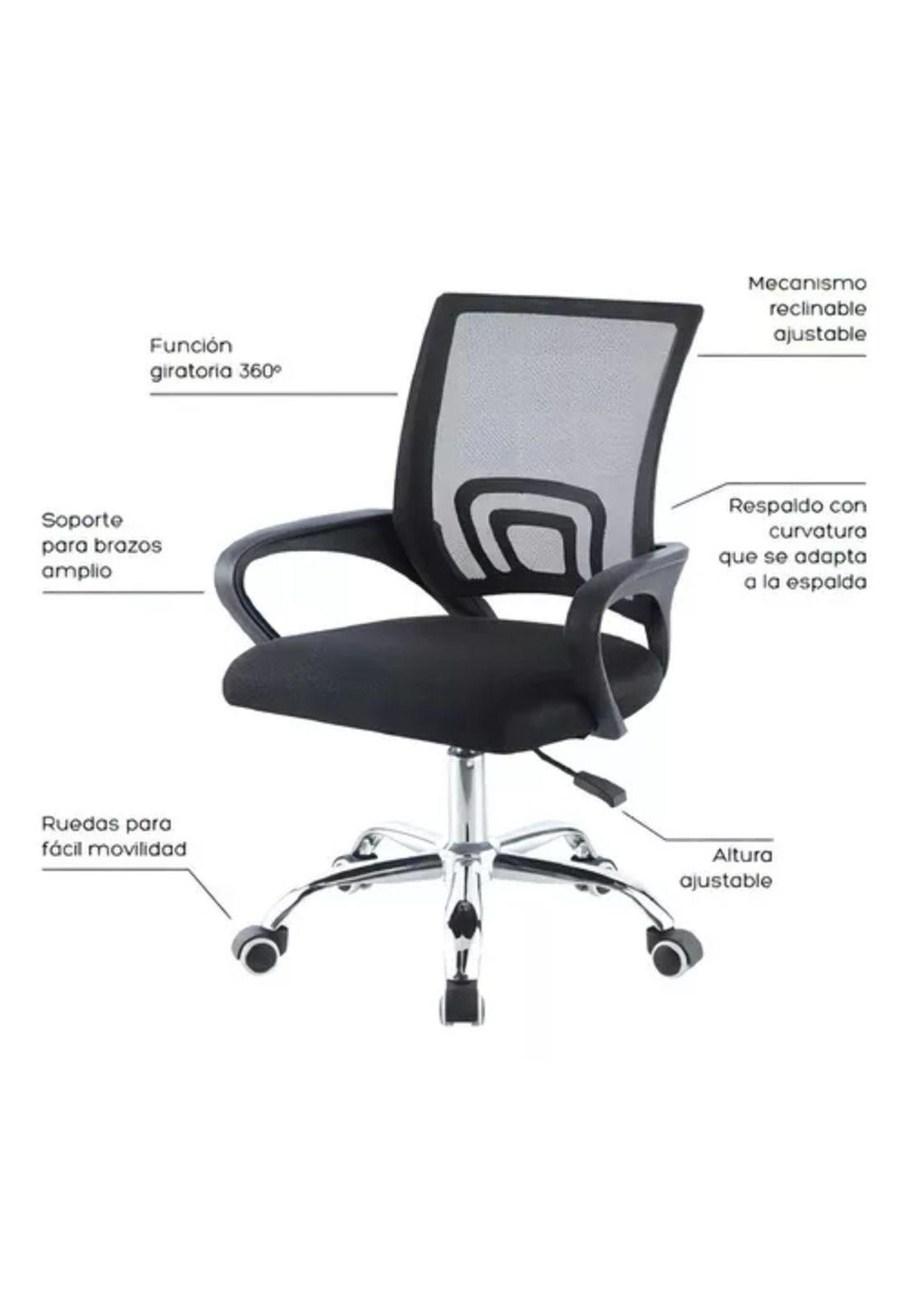Silla de oficina Mesh Relan ergonómica giratoria color negro-3