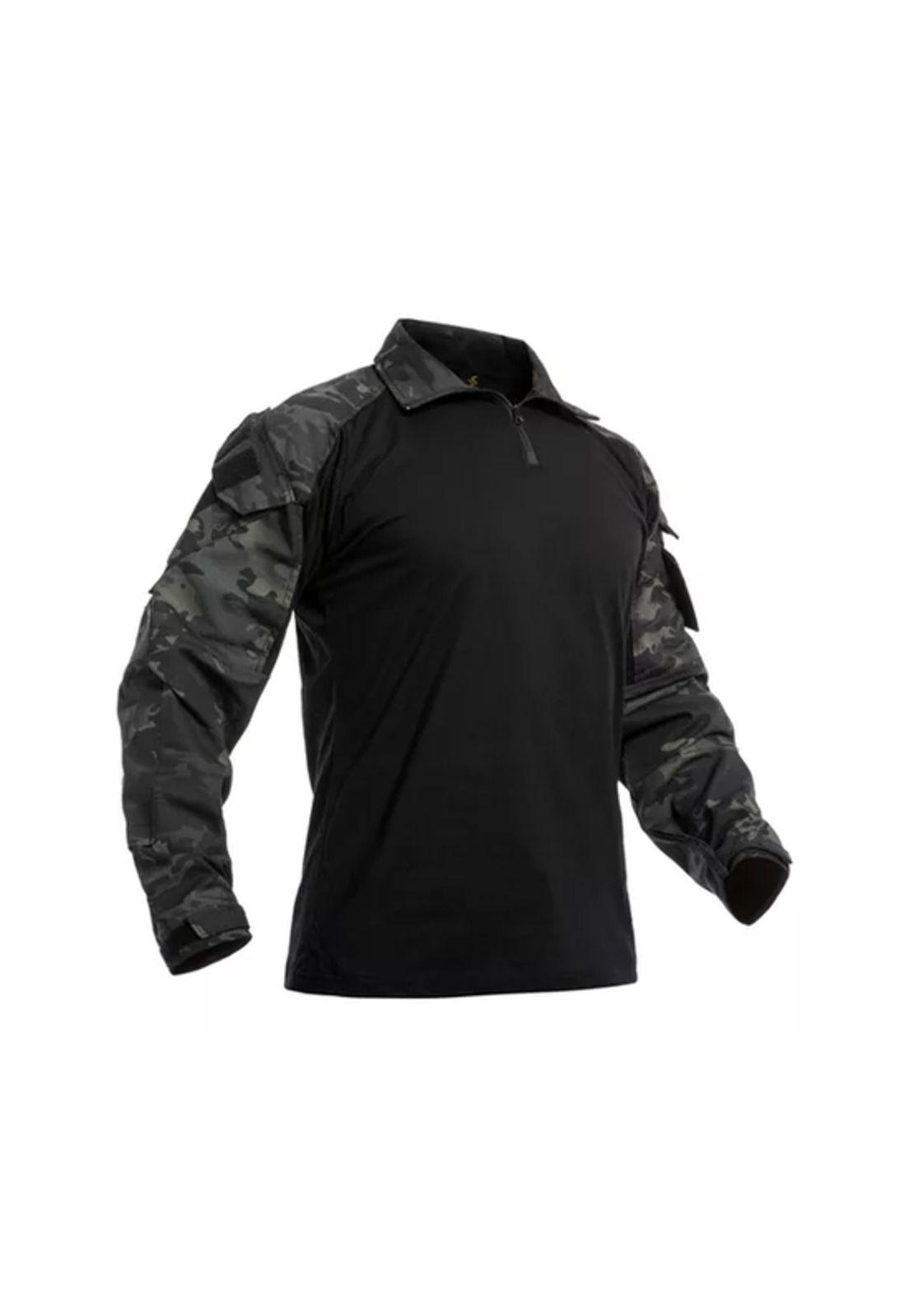 Polera Táctica Combat Shirt Militar Airsoft, Color Multicam Black, Talla 4XL-1