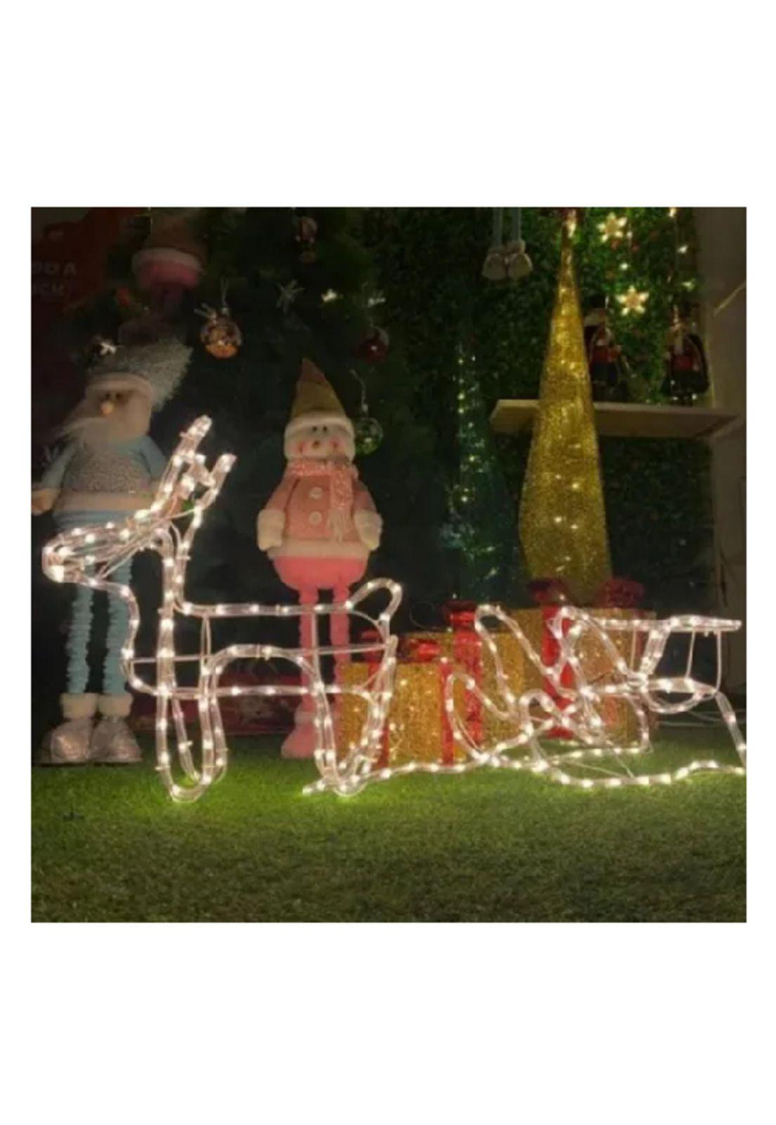 Adorno de reno con trineo de Navidad con 420 LED de 145 cm blanco-2