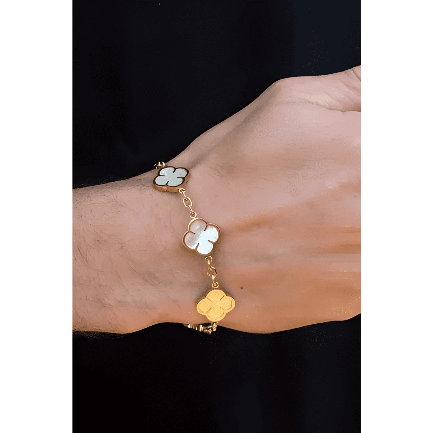 Pulsera white clover Dorado-2