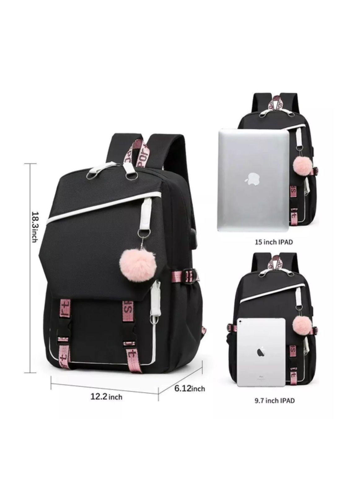 Mochila urbana escolar con interfaz USB auxiliar color negro-5