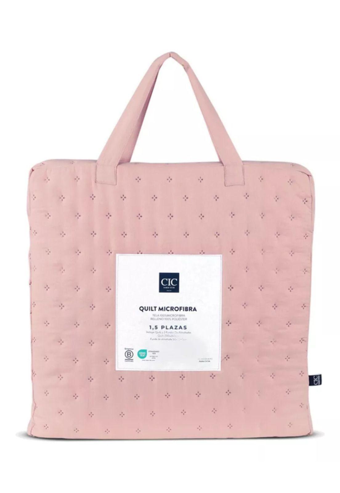 Cubrecamas quilt microfibra rosa 1.5 plazas single CIC rosa-2